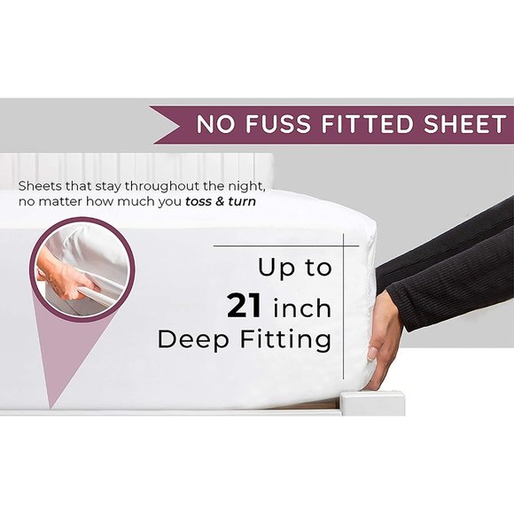 New 6 PC Sheet Set Sheets Deep Pockets 18" Eco Friendly Wrinkle Free She… - Picture 4 of 4